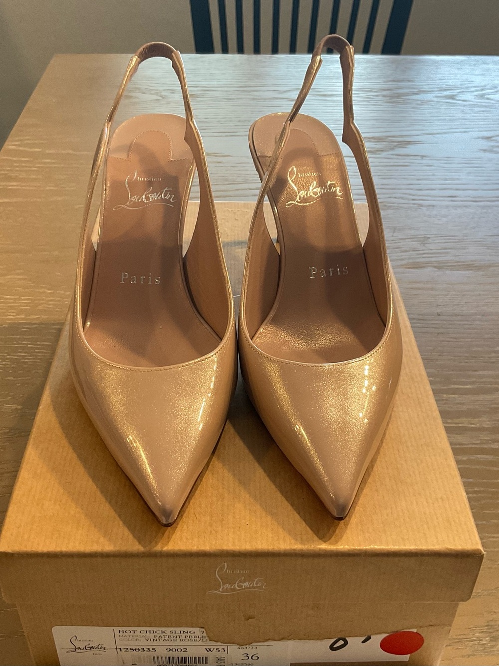 Christian Louboutin Patent Slingback Pumps in Blush Rose NIB